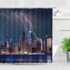 Black White New York City Scenery Shower Curtains Set 3D Building Home Wall Backdrop Decor Nordic Polyester Bathroom Bath Screen