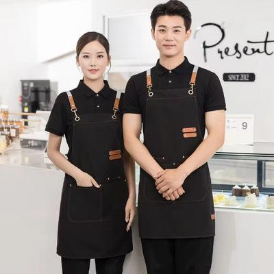 Wasserdichte Küchenschürze für Damen/Herren mit Taschen, Arbeits- und Reinigungsschürze, Restaurant- und Kellner-Arbeitsuniform