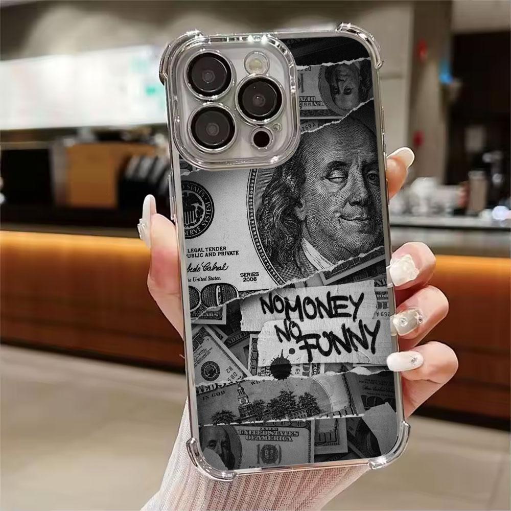 Black Dollar Time Is Money Phone Case for iPhone 11 13 15 16 17 Pro Max 14 Plus 17Air 16E 13 Pro 12 Mini 17Pro Soft Clear Cover