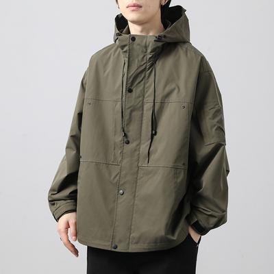 Men's Hooded Jacket 2023 Spring Autumn Casual Windstorm Jacket Thin Coat Fashionable Men