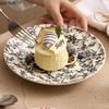Vintage Blumenmuster Keramik Flacher Teller Runder Dessertteller Steakteller Salatteller Grillteller Hotel Kreatives Geschirr