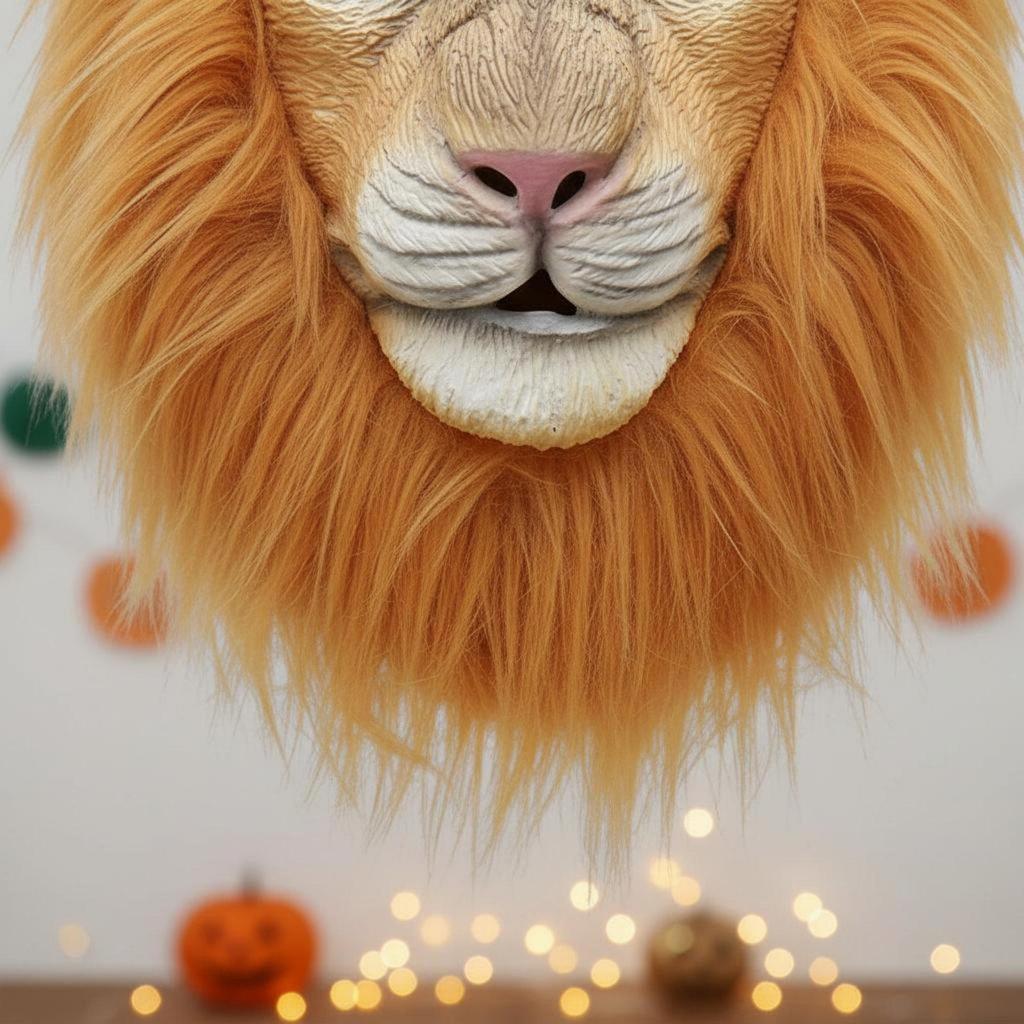 Lion Headpiece Furry Mane Full Head Costume Accessory for Adults, Halloween, Cosplay,