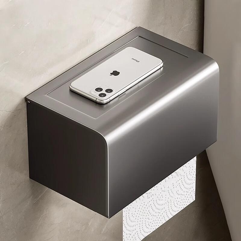 Aluminum Wall-Mounted Bathroom Tissue Dispenser with Storage Shelf