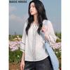 Basic House Women's Ramie 3/4 Sleeve Sun Protection Blouse