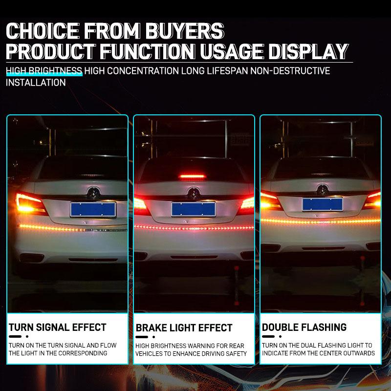 Car Tail Brake Warning Light Truck LED Tailgate Light Strip Dynamic Sequential Yellow Turn Signal Lamp Bar For Pickup Jeep 12V