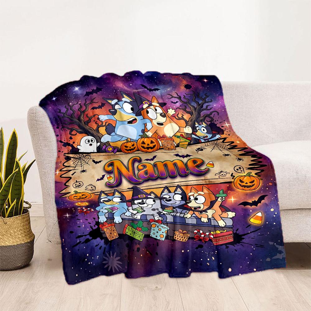 Halloween Night Adventure Customize Text Blanket Gift Customizable Blanket Soft & Cozy Great for Seaside Sofa Picnics Office Chair