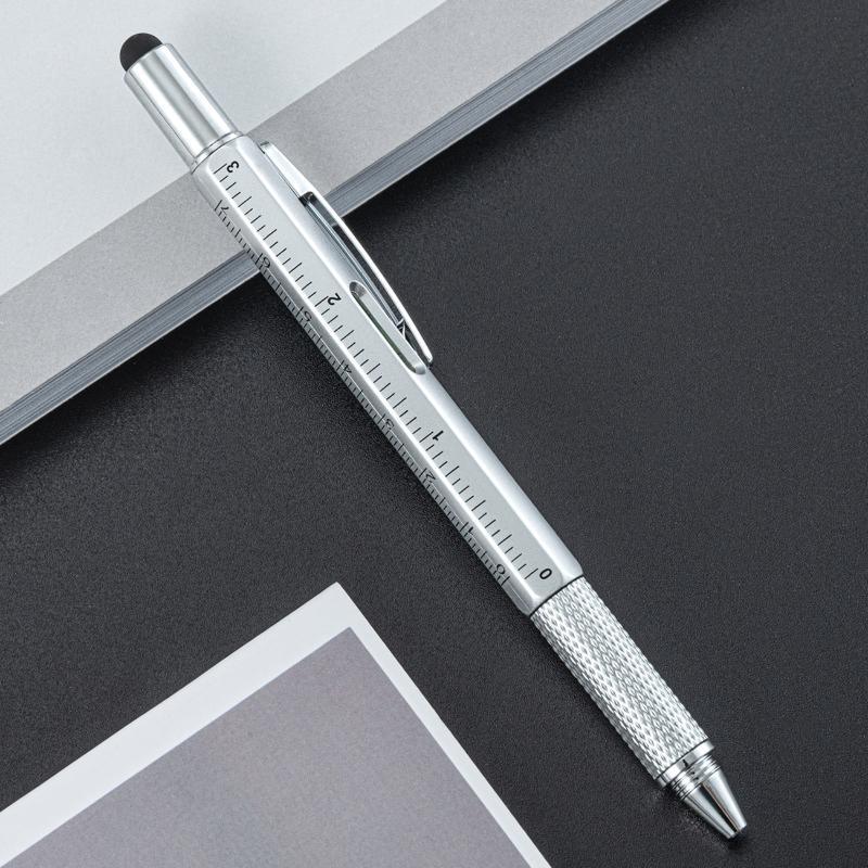 Lightweight Multifunctional Touch Screen Stylus Pen with Screwdriver Ruler Level Gauge for Travel Carry Emergency Repair Tasks