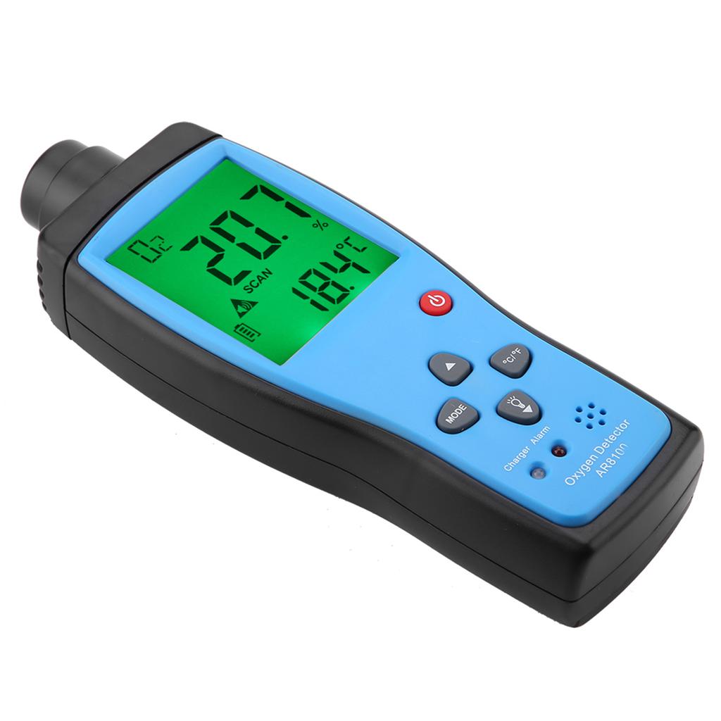 SMART SENSOR AR8100 Oxygen Detector Rechargeable LCD O2 Gas Meter Thermometer