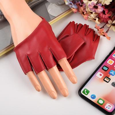 Women's Gloves Sexy Half Palm Fingerless Gloves Women Jazz Dance Ds PU Leather Semi-finger Gloves Motorcycle Gloves
