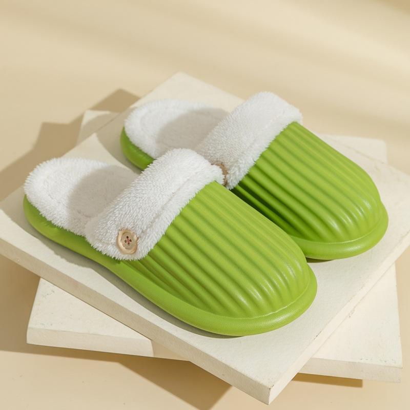 Autumn and winter new waterproof and non-slip cotton slippers indoor household removable washed velvet warm couple slippers