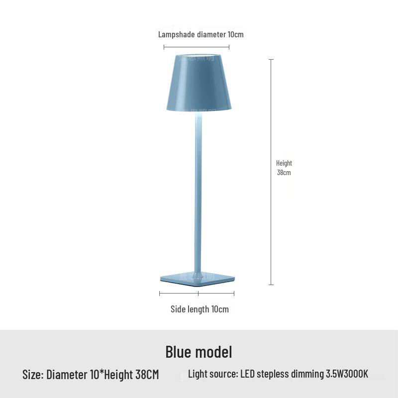 Rechargeable High-Leg Iron Table Lamp - Outdoor Touch-Control, Three-Color USB Light for Restaurants