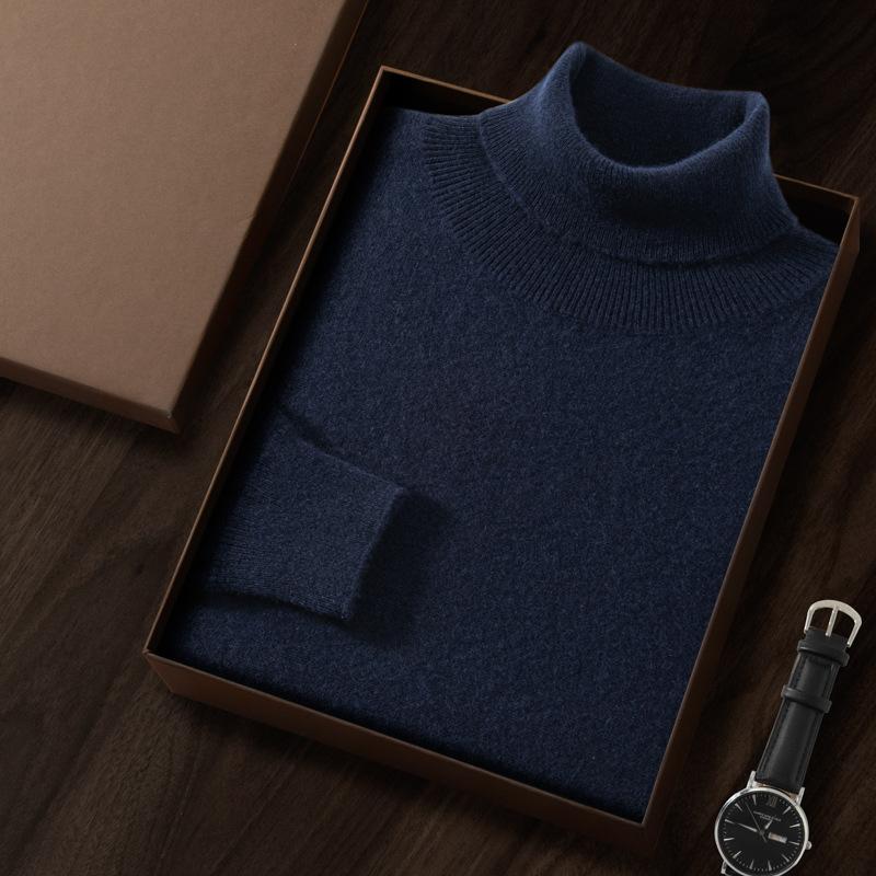 New cashmere sweater men's semi-turtleneck pure cashmere sweater men's loose bottoming cashmere knitted sweater