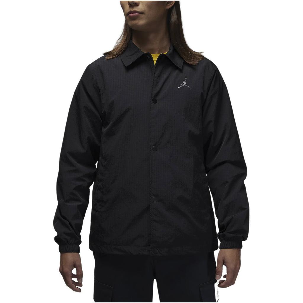 Jordan Solid Color Polo Collar Casual Long Sleeve Jacket Men Jackets Black FN4542-010