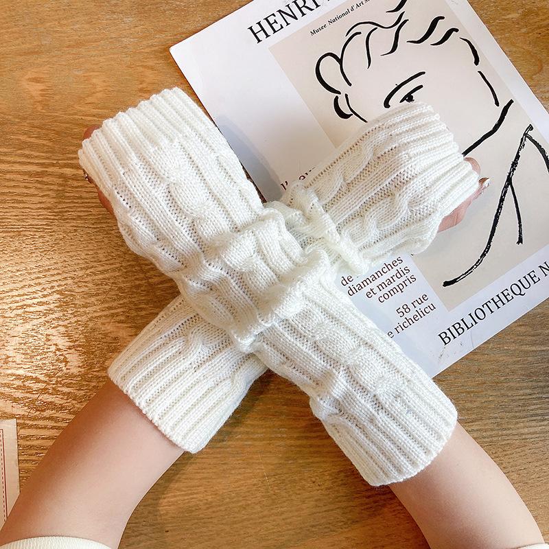 Fashion Half Finger Knitting Fried Dough Twists Sleeve Sleeve Wrist Guard Sweater Long Sleeve Outdoor Travel Warm Hand Sleeve