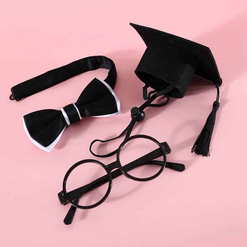 Pet Dog Cosplay Hat Collar Glasses Set Adorable Adjustable with Tassel Felt Pet Cat Dog Graduation Hat Suit Pet Cat Accessories