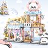 New Panda Restaurant Taiyaki Flower Store Street View Shop Food House Building Blocks Kit Girls Bricks Model Kids Toy Children