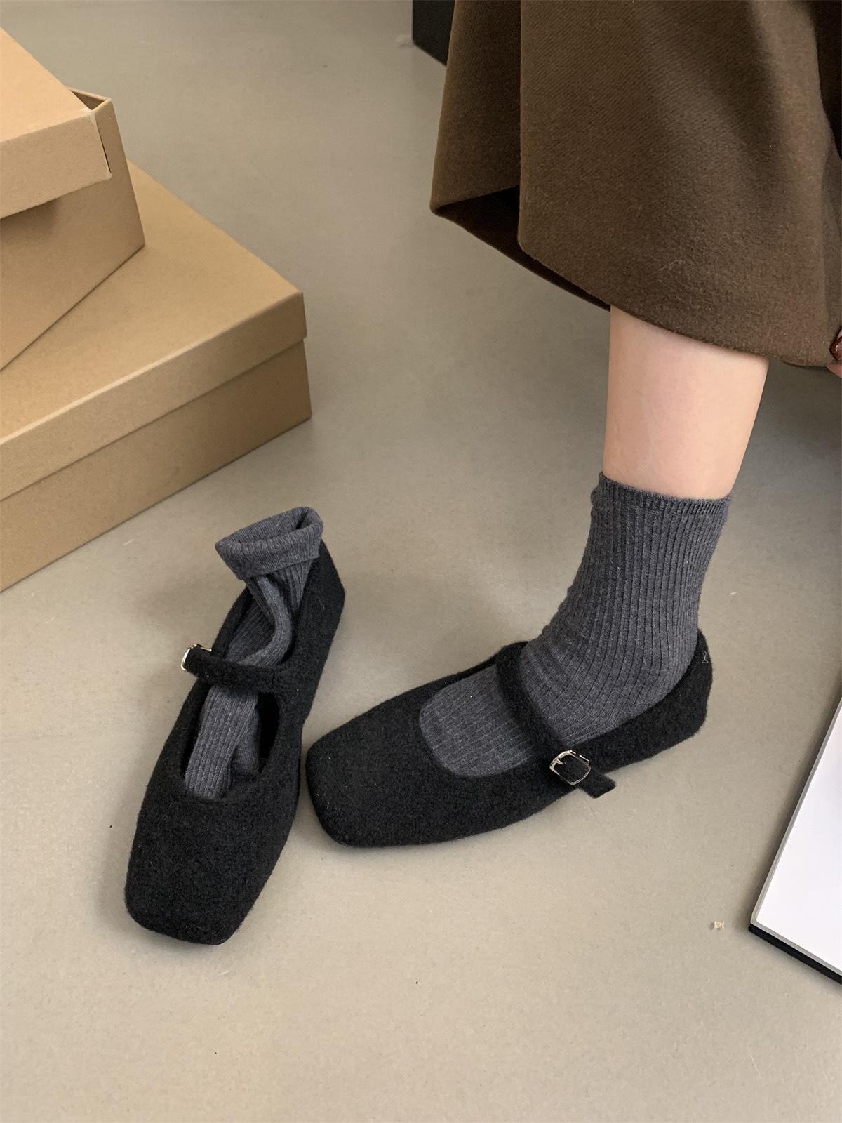 

Ретро обувь Мао Мао женская осенне-зимняя новая темпераментная с плоской подошвой Мэри Джейн 40 чёрный