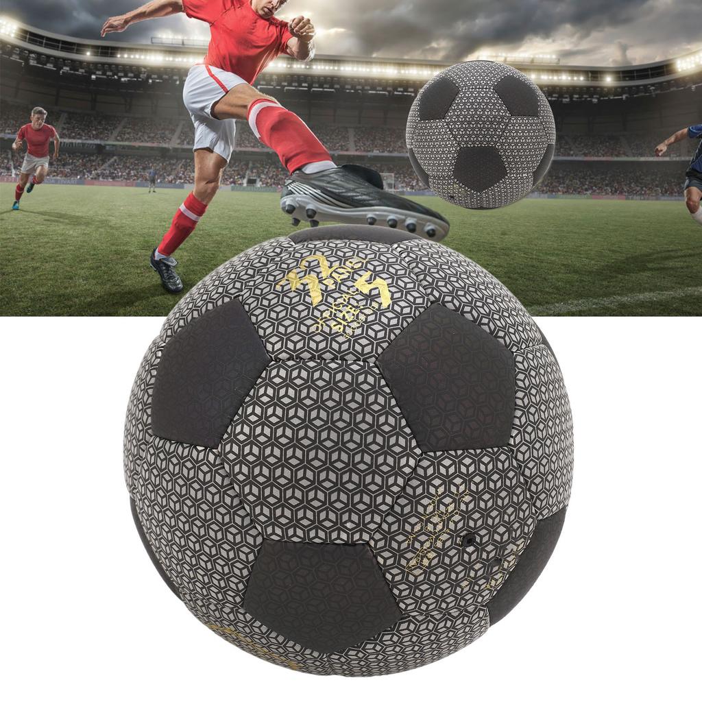 Luminous Glowing Football Holographic Reflective PU Machine Stitched Night Glowing Soccer Ball for Night Game