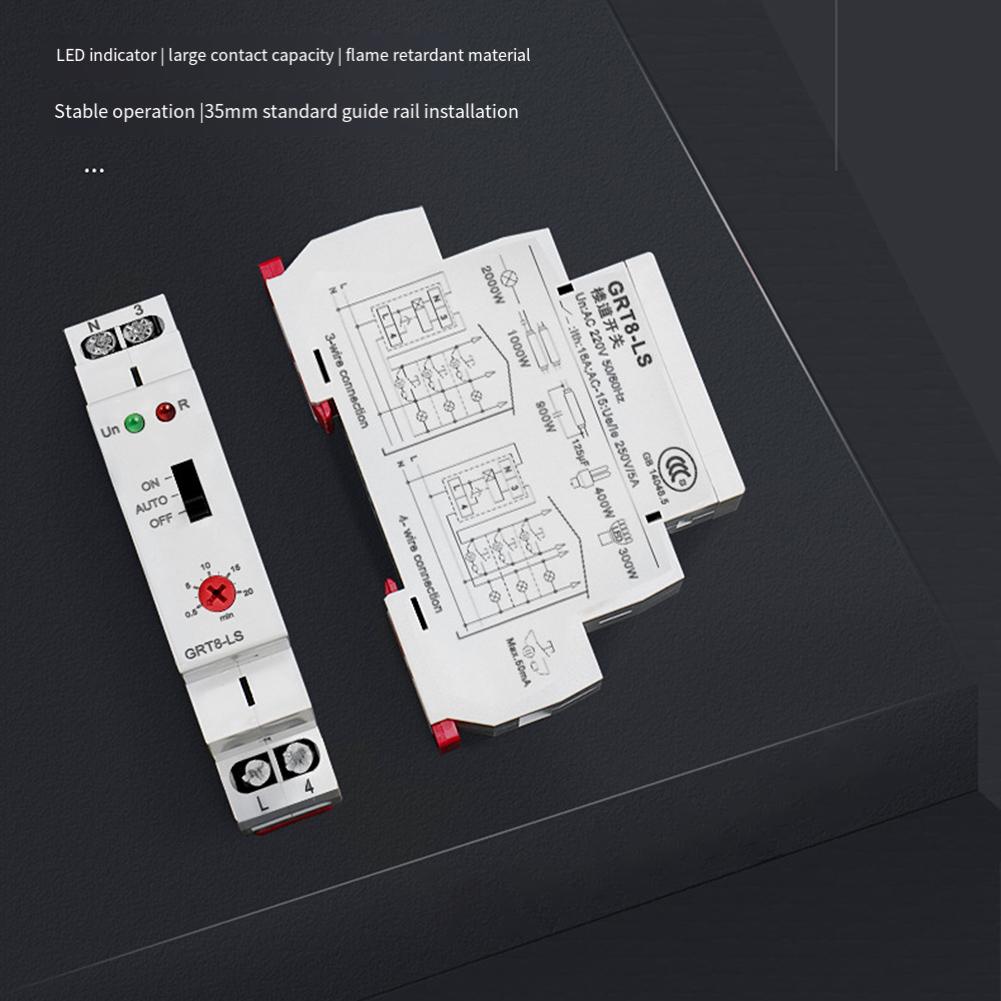 Adjustable Timer For Fan Control Protection DIN Rail Mount 18*64*90mm Adjustable Timer Switch 0.5-20 Minutes Delay