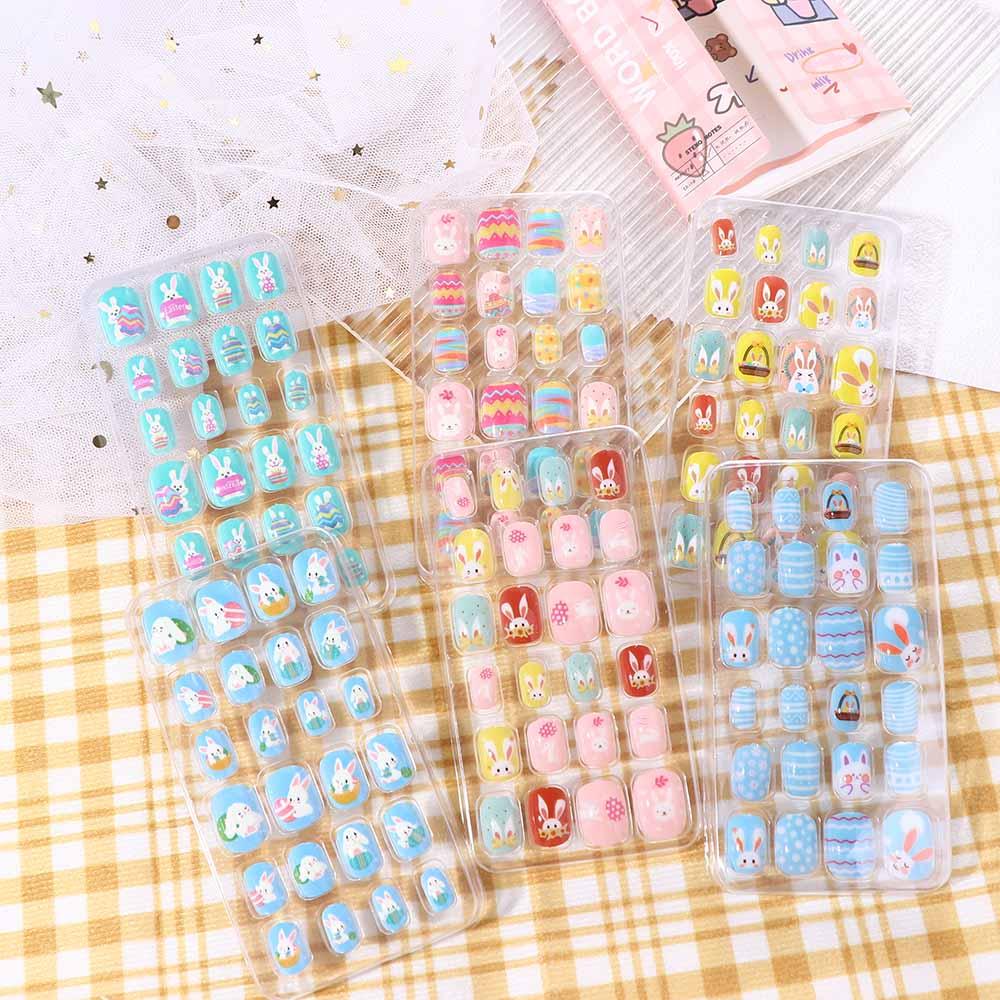 Press On The Nails Children False Nail Fake Nail Tips Nail Art Decoration Easter Kids Fake Nails