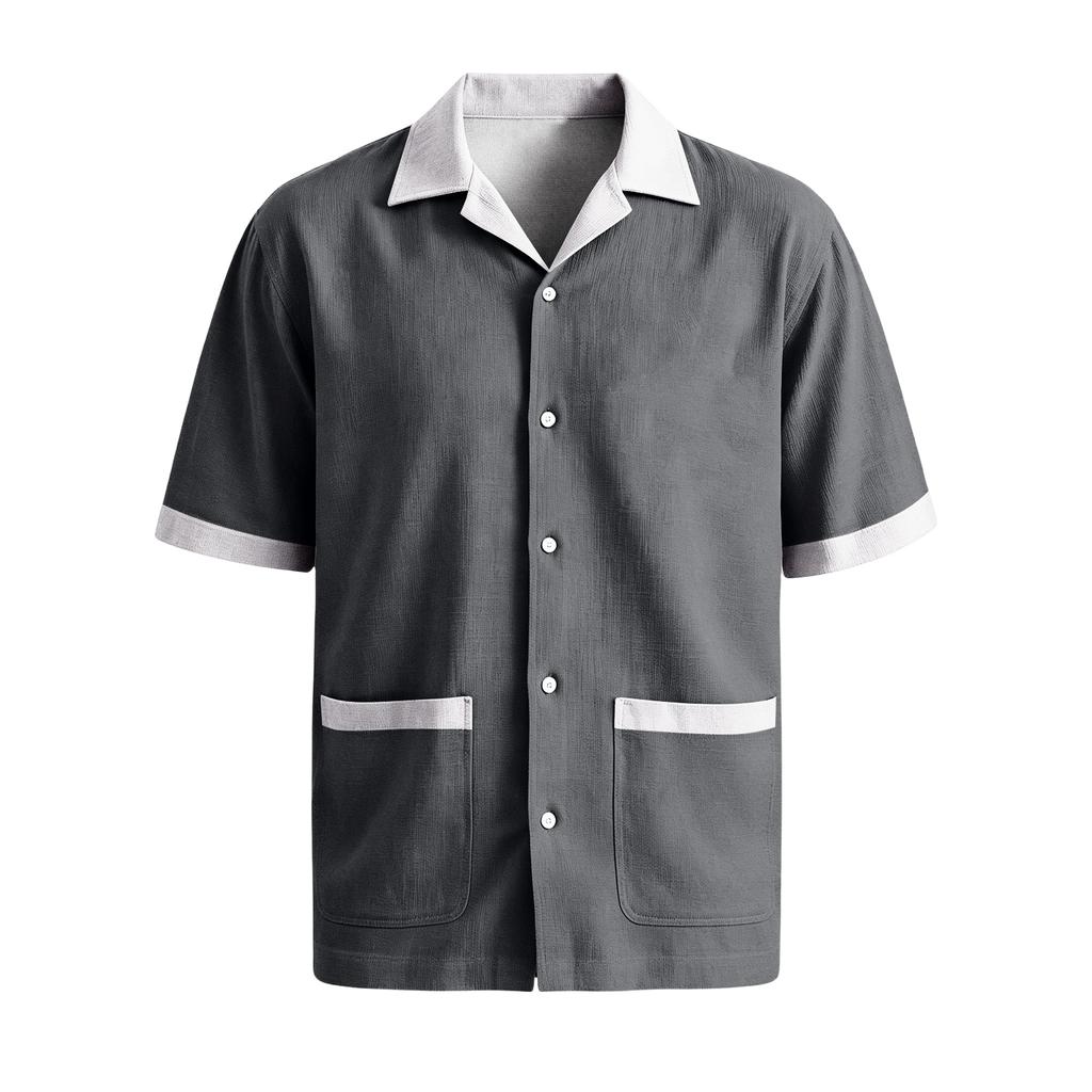 Men's Summer Casual Short Sleeve Shirt Multi Pocket Button Down Shirt Lightweight Breathable Fabric Relaxed Fit