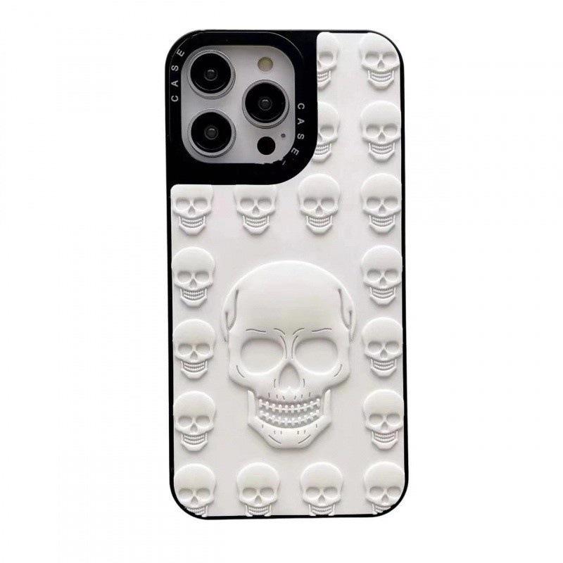 3D Cartoon Skull Silicone Case for Apple 15 Pro - Full Coverage Protective Skin