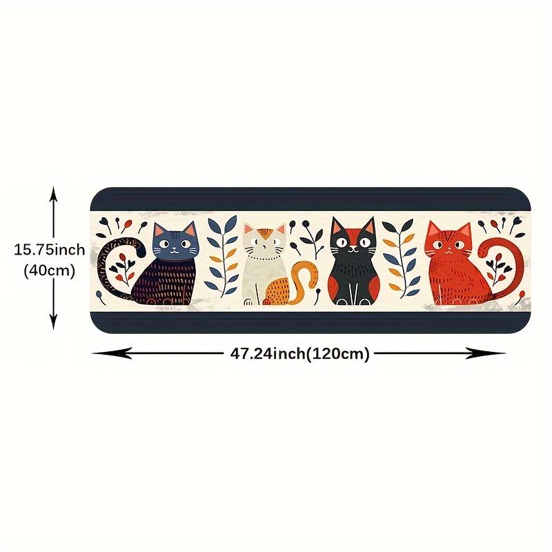 1Pcs  Cat Pattern Floor Mat Modern Kitchen Polyester Rug Non-Slip Colorful Indoor Carpet, For Home Bathroom Bedroom Living Room Decor