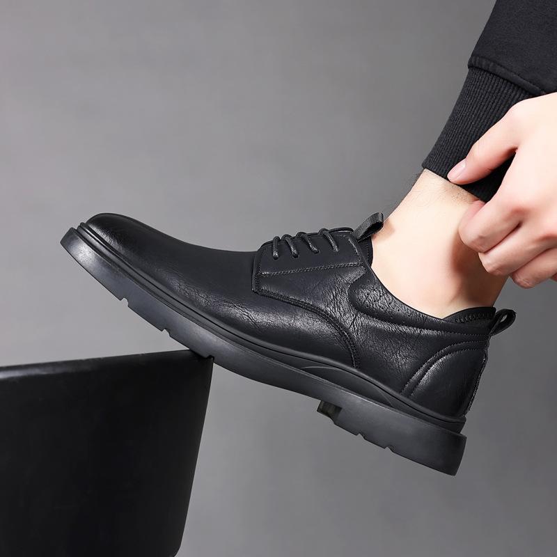 Pánské ležérní kožené boty, jarní nový módní trend, jednoduché boty, retro obuv, pánské boty