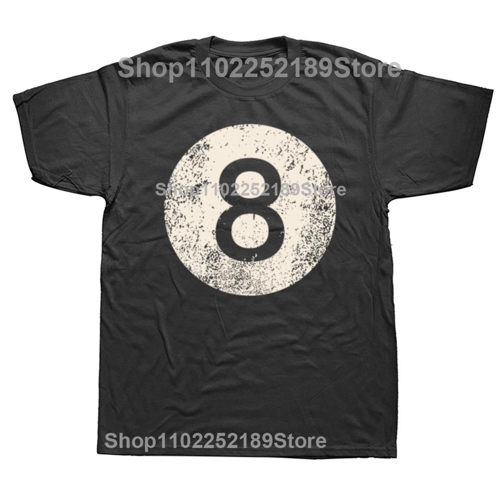 Black Pool Billiard Ball Number 8 Pool 8 Ball Vintage T-shirts Men Fashion Casual Tshirt 100% Cotton Loose Oversized T Shirt