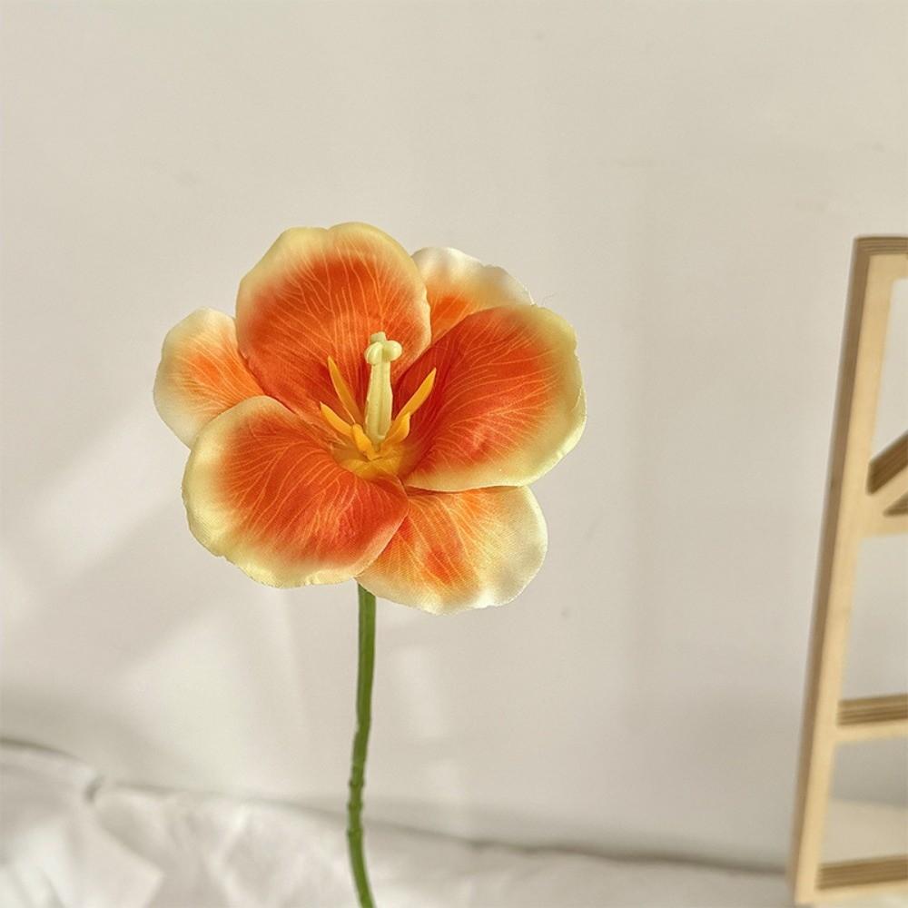 White Fake Flowers Tulip Single Stem Wedding Bouquet Flowers  Indoor Decoration