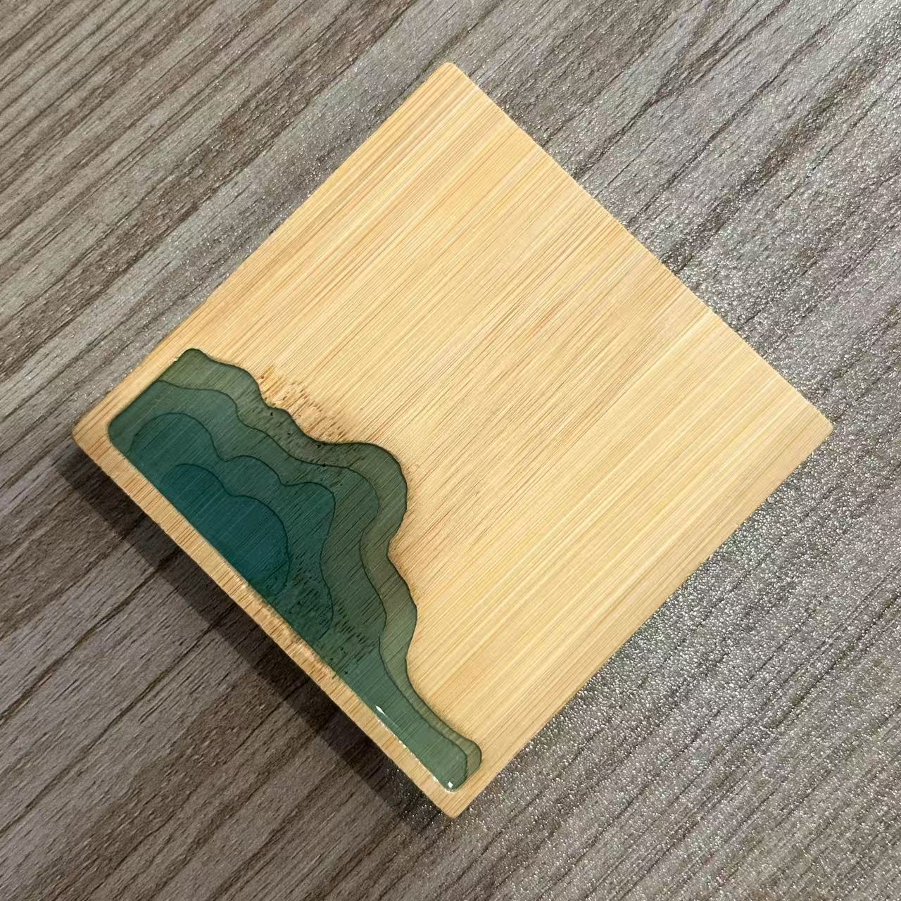 

Free Customized Engraving LOGO Bamboo and Resin Creative Classical Coasters Placemats Heat Mat Japanese Style Home Decoration Carving logo&bamboo and resin