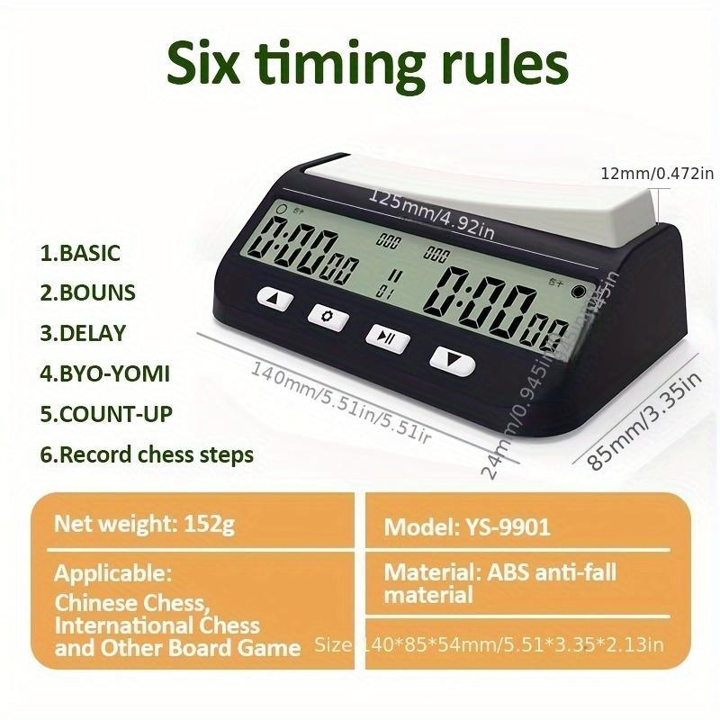 Professional Chess Digital Clock, Multi-function ABS Material, Battery Powered, Counting Up/down, Precision Game Stopwatch, Suitable for General Use