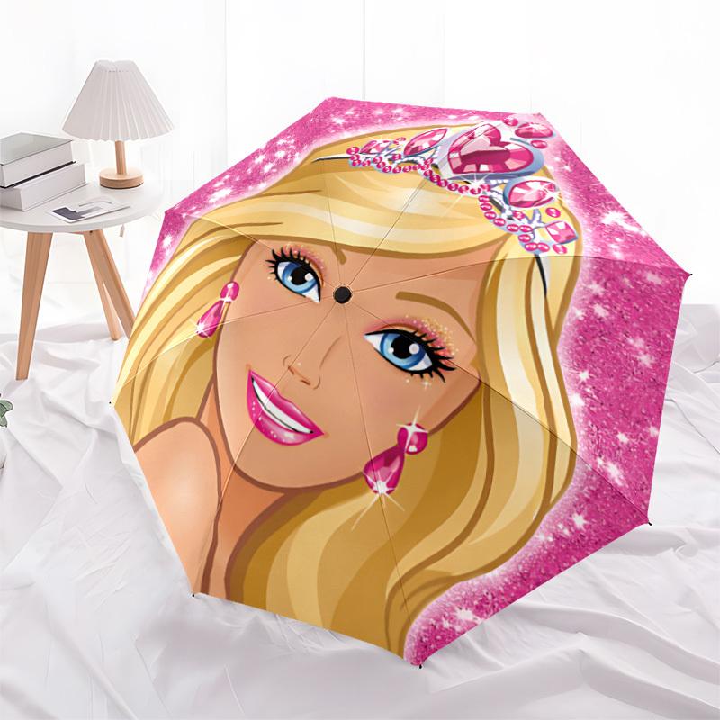 1pc Princess Tiara, Pink Sparkle Umbrella - Automatic Open Compact Travel Umbrella with 25-Rib Durable Frame yy251021068