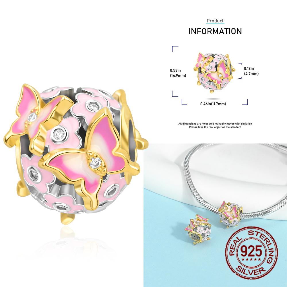 Měď Barevné Macešky Sedmikrásky Květiny Víla Elfové Motýl Přívěsek Korálek Vhodný pro Náramek Butik Sladěný Dárek