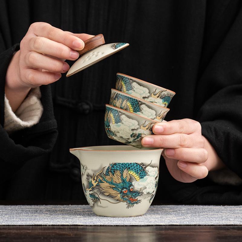 Ru kiln travel tea set, high-end business gifts, gifts for leaders, banks, insurance customers, and company annual meeting