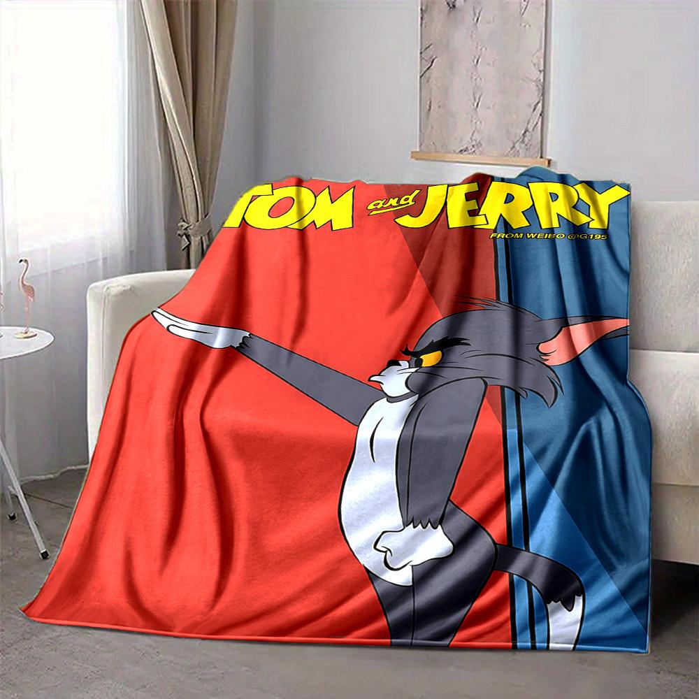 

1pc Tom Jerry Flannel Throw Blanket - Lightweight Soft Warm All-Season Blanket for Sofa, Bed, Travel, Camping L1029055 80x120cm