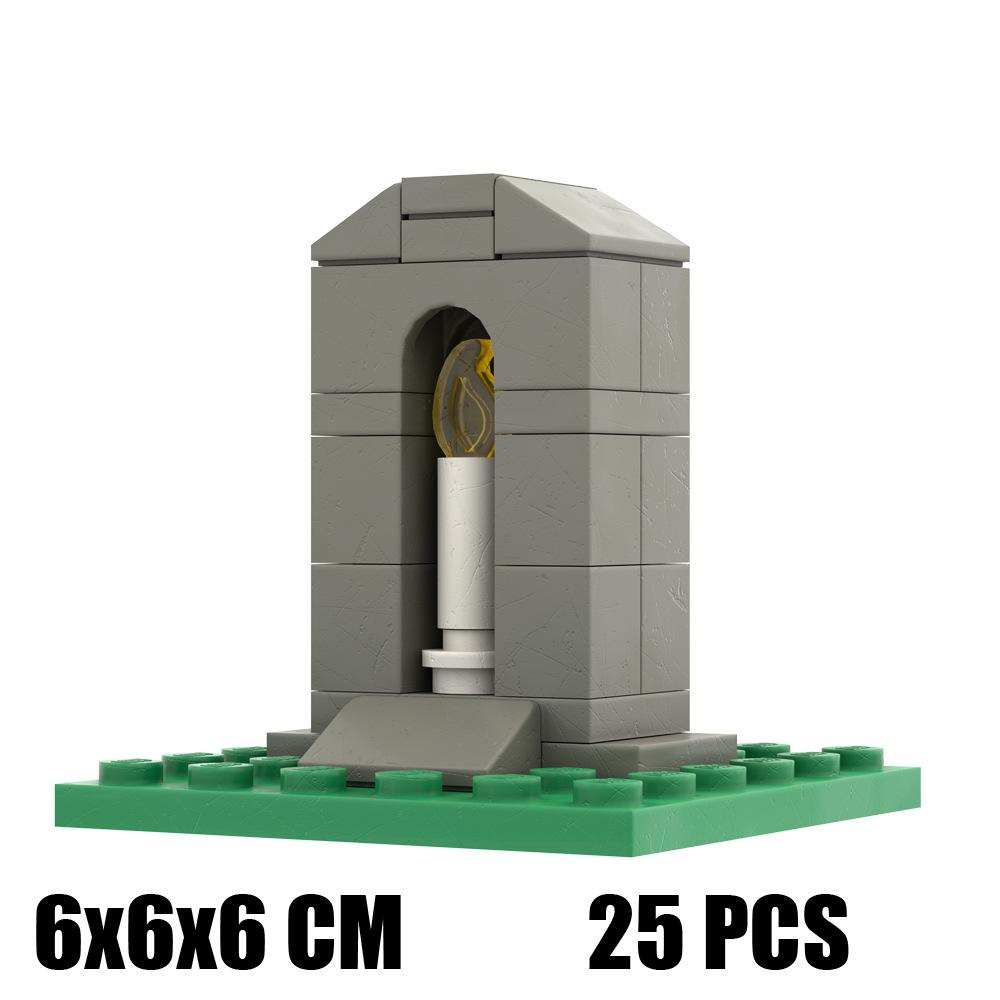 Hell'S Gate Small Particles Building Block Scene Fence Landscape Halloween Haunted House Modular Ornament