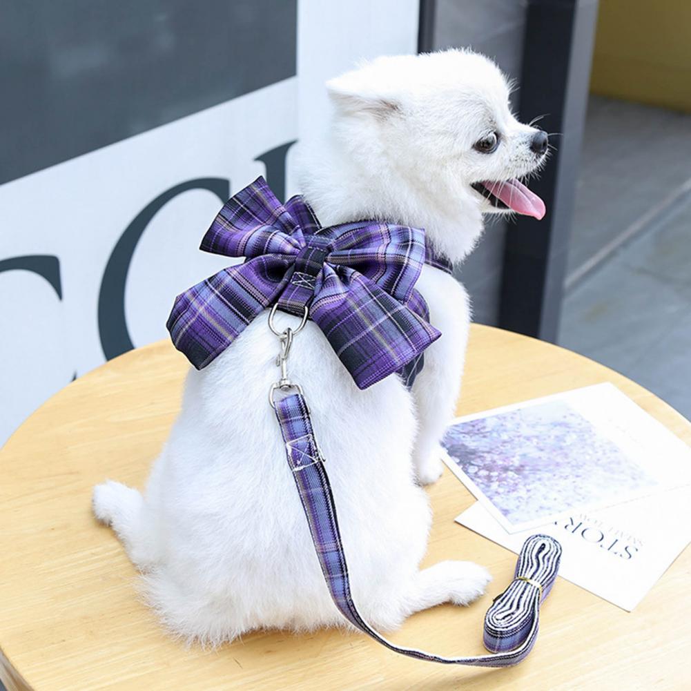 Rabbit JK Dresses and Leash Sets Mesh Plaid Pet Vest Harness Cat Bunny Chest Strap Set Small Animals Clothes Rabbits Accessories