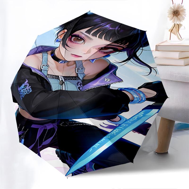 K-POP Anime Girls Group Themen-Regenschirm mit automatischem Öffnen und Schließen - 8 Speichen, Geeignet für Freizeit und Ausgehen, Outdoor-Accessoire, Gothi
