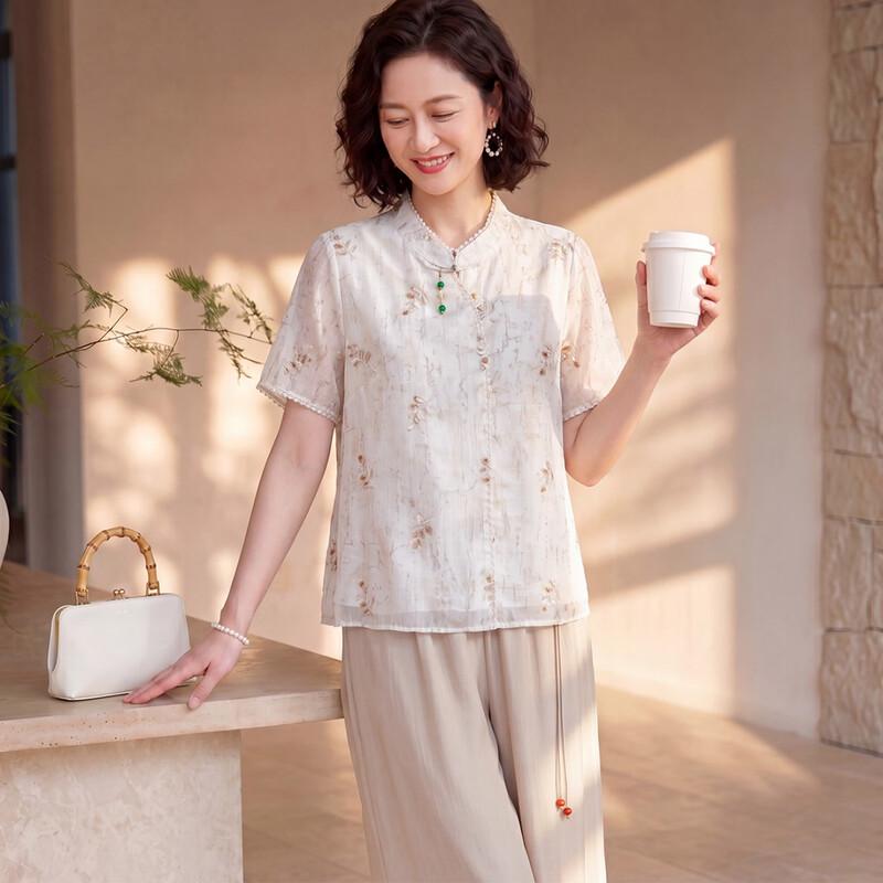 New Chinese Style Embroidered Summer Suit for Women 2XL