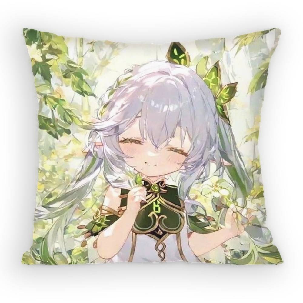 Lesser Lord Kusanali Nahida Pillow Case Antidustmite Pillowcase Invisible zipper silky short plush Sofa cushion cover