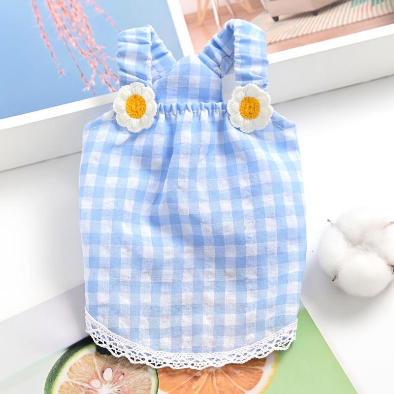 

INS Одежда для домашних кошек и собак Маленький щенок Тедди Бигбер Цветочный клетчатый жилет на подтяжках XXL синий