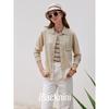 Blacknini "Top Student" Linen Gold and Silver Silk Thin and Glittering Bead Yarn Long Sleeves Knitted Shirt with over-Turned Collar