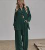 Dames Herfst 2022 Effen Kleur Casual Pak: Shirt met lange mouwen & Broek met elastische taille