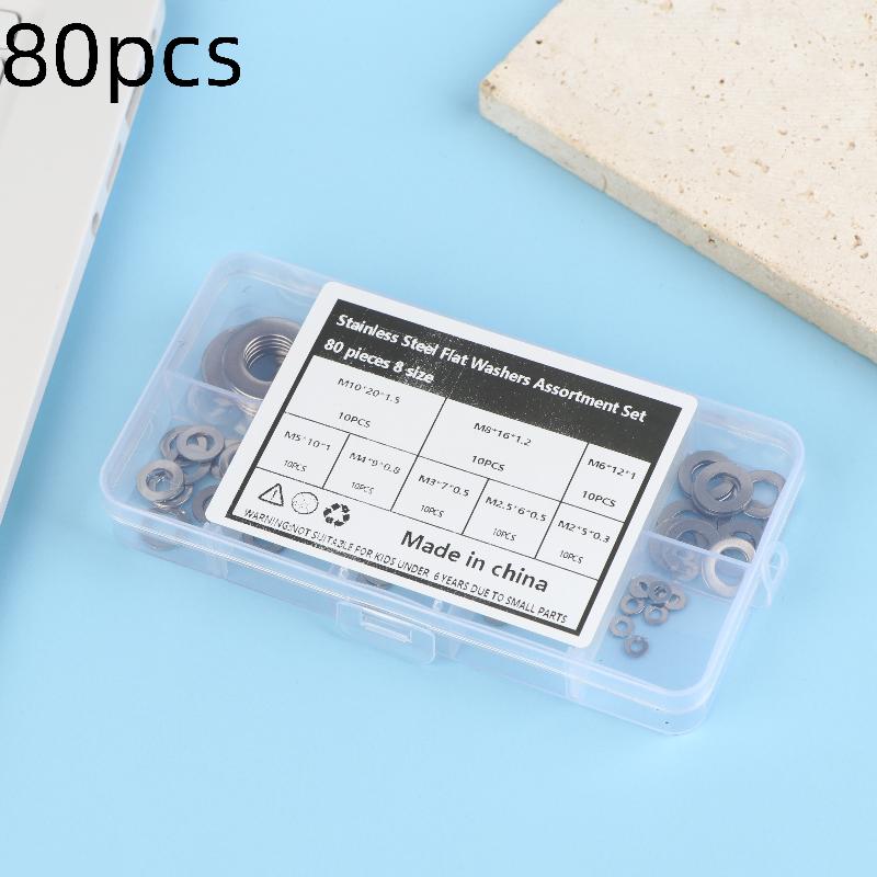 80/105/180/360/580 Pcs Stainless Steel Flat Washers Set Perfect For Home Decor Factory Repair Kitchens