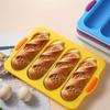 Neue Silikonform mit 4 Gittern, französische Brotbackform, Brotbackblech, antihaftbeschichtete Kuchen-/Baguetteform, Pfannen, Brotbackwerkzeuge, 7 Farben
