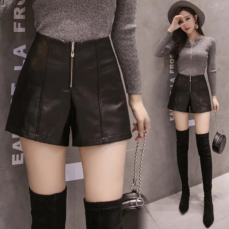 Winter Korean Leather Shorts 