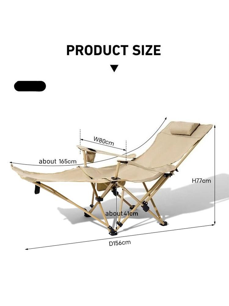 

BRS 2-in-1 Reclining Camping Chair Lightweight Folding Camping Lounge Chair with Adjustable Backrest & Footrest for Beach хаки