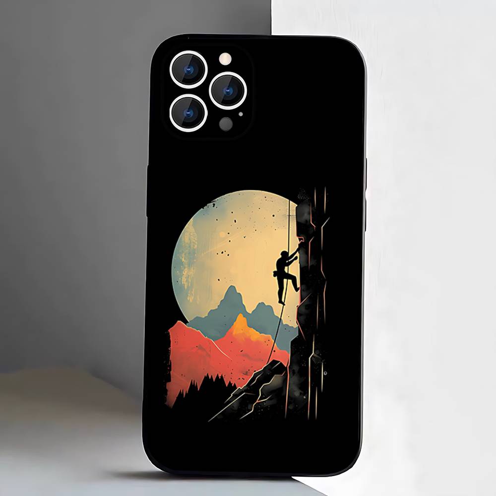 Climbing Phone Case Silicone Soft For IPhone 17,16,15,14,13,12,11,Pro,Max,Plus,E,Air,Mini Black