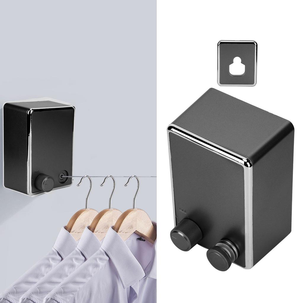 Retractable Clothesline Wall Mounted Stainless Steel Durable Indoor Balcony Drying Rack(Black )